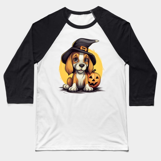 Halloween Beagle Dog #2 Baseball T-Shirt by Chromatic Fusion Studio